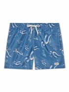 Bather - Mid-Length Printed Recycled-Shell Swim Shorts - Blue