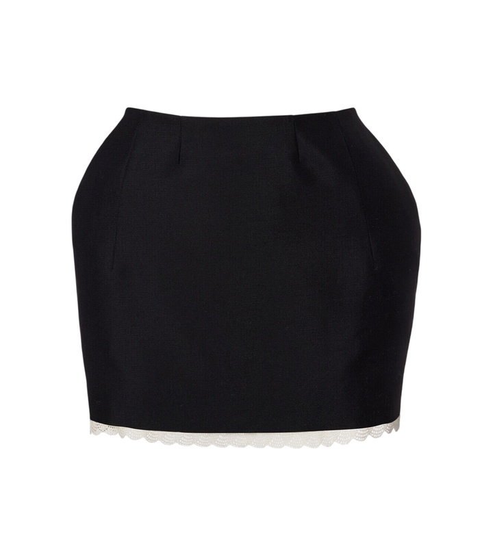 Photo: Magda Butrym Lace-trimmed wool and mohair miniskirt