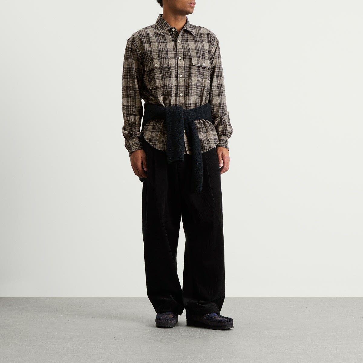 Café Mountain Men's Double Pocket Heritage Shirt in Navy Slub Check