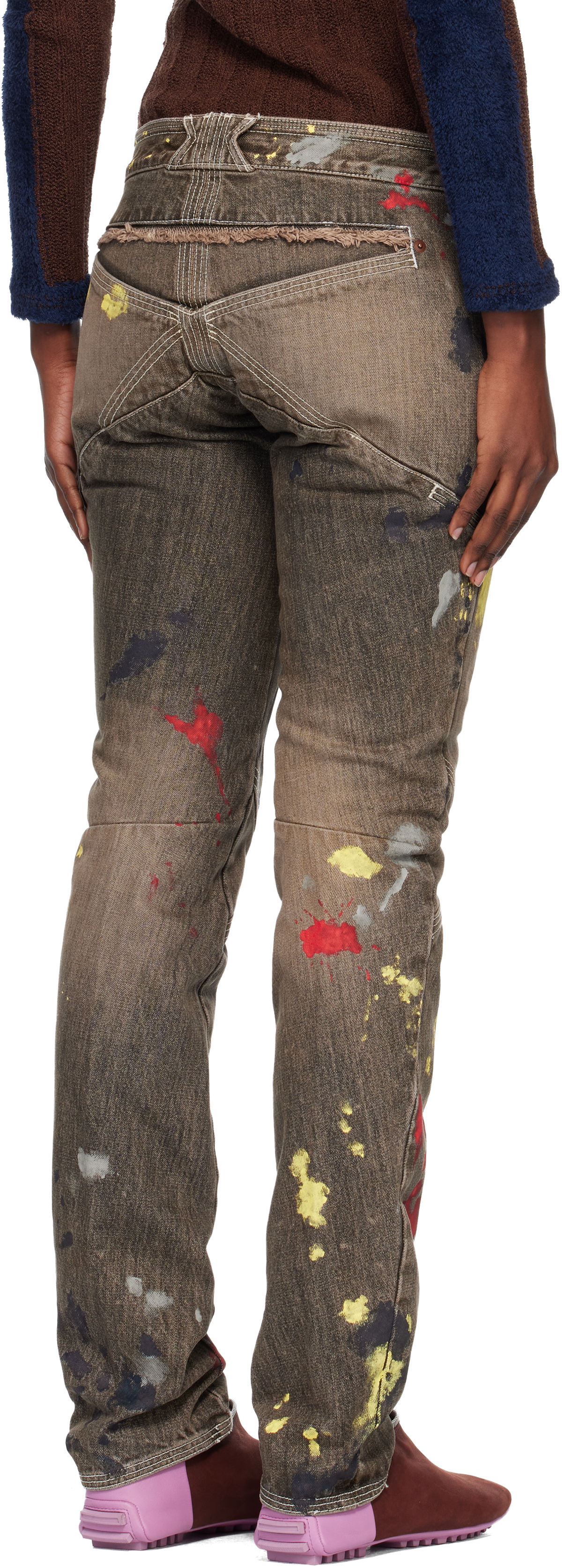 Kiko Kostadinov Brown K Painted Slim Jeans