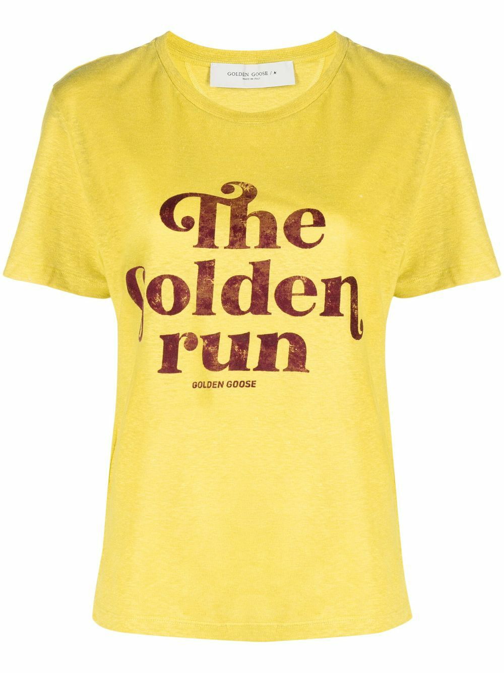 GOLDEN GOOSE - Printed Linen T-shirt Golden Goose Deluxe Brand