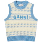 GANNI Women's Graphic Lambswool O-Neck Vest in Strong Blue