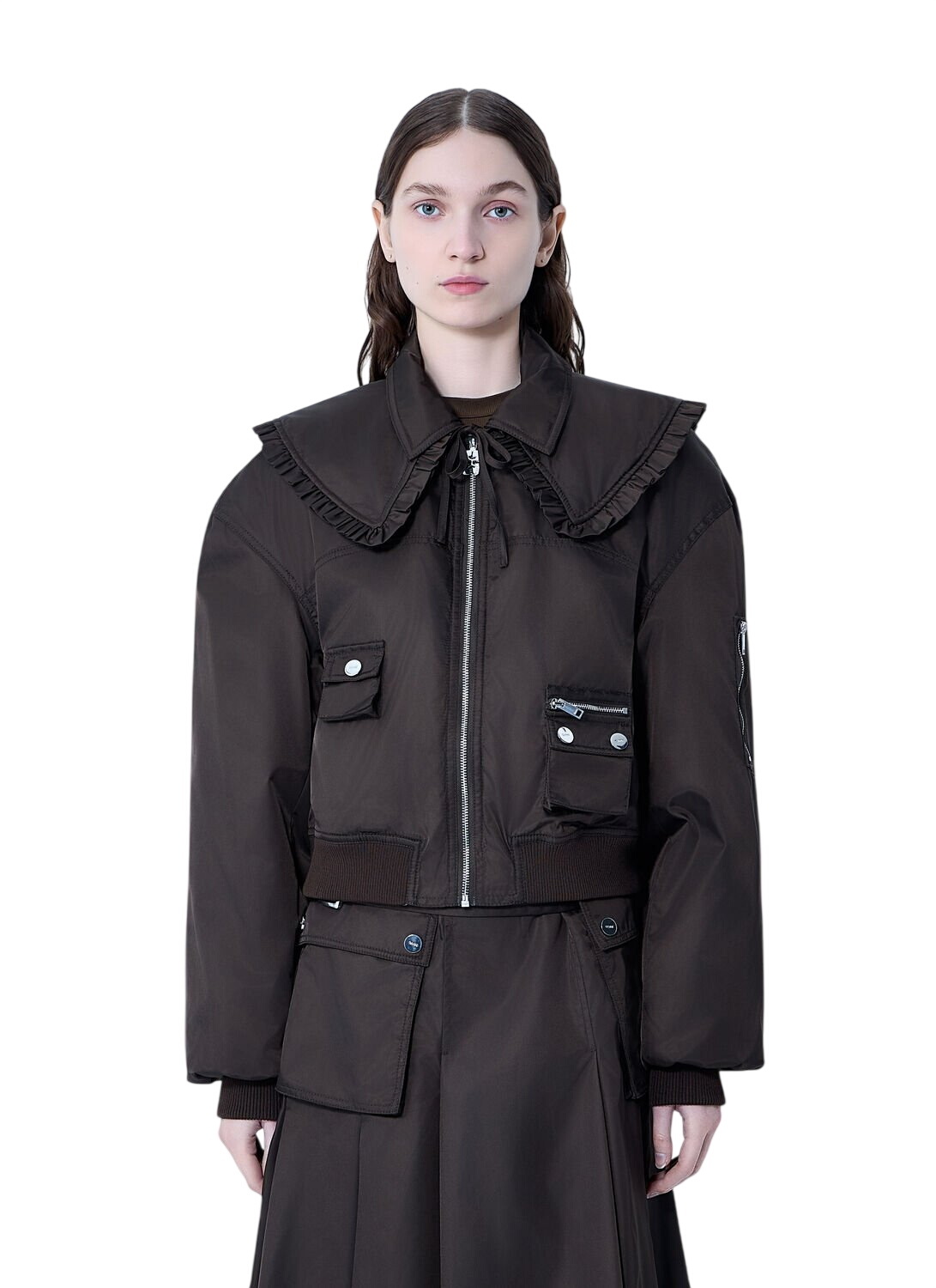 GANNI Green Oversized Bomber Jacket GANNI GANNI Green Oversized Bomber Jacket GANNI