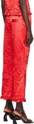 Meryll Rogge Red Creased Satin Trousers