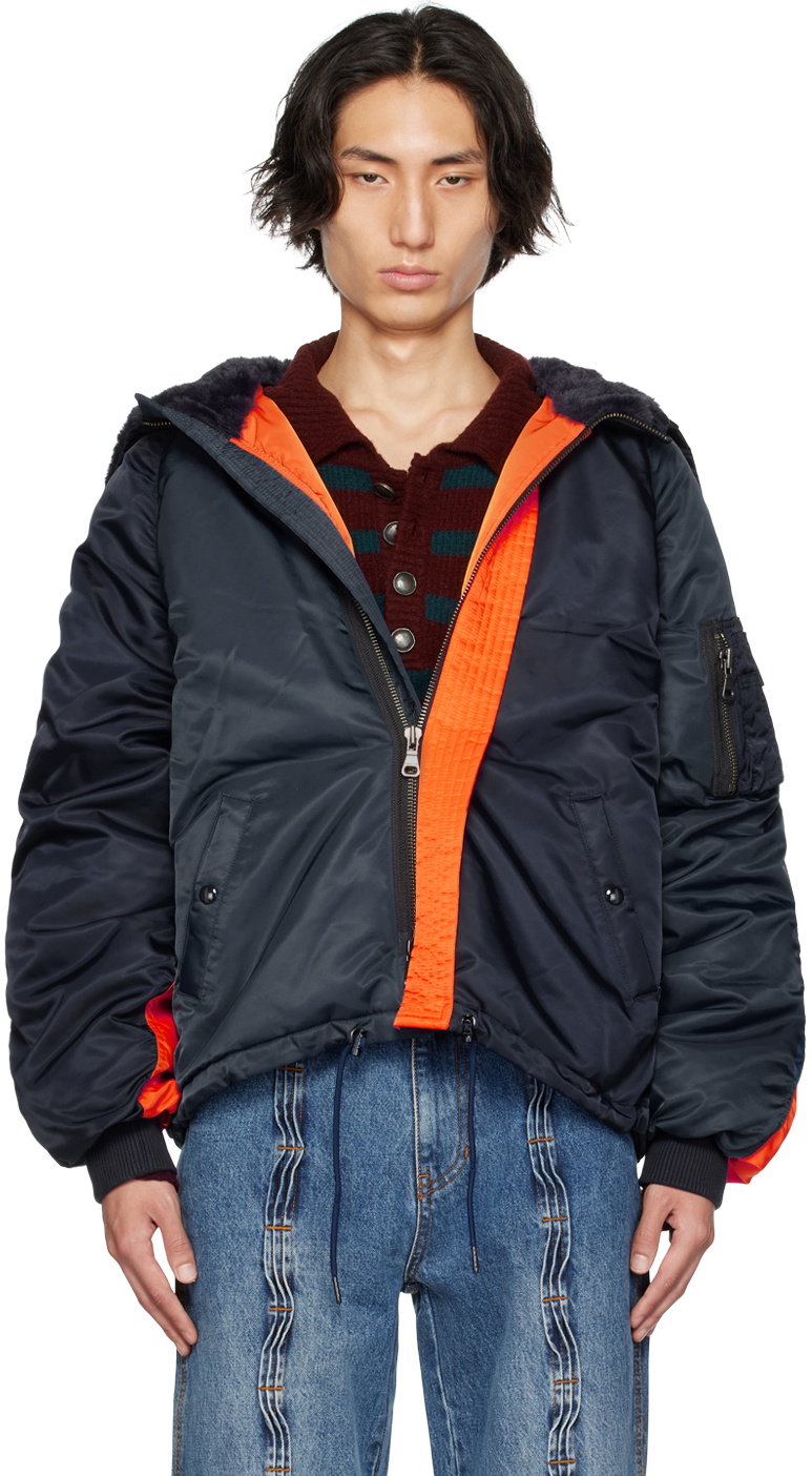 Andersson Bell Black & Orange Double Layer Mesh Bomber