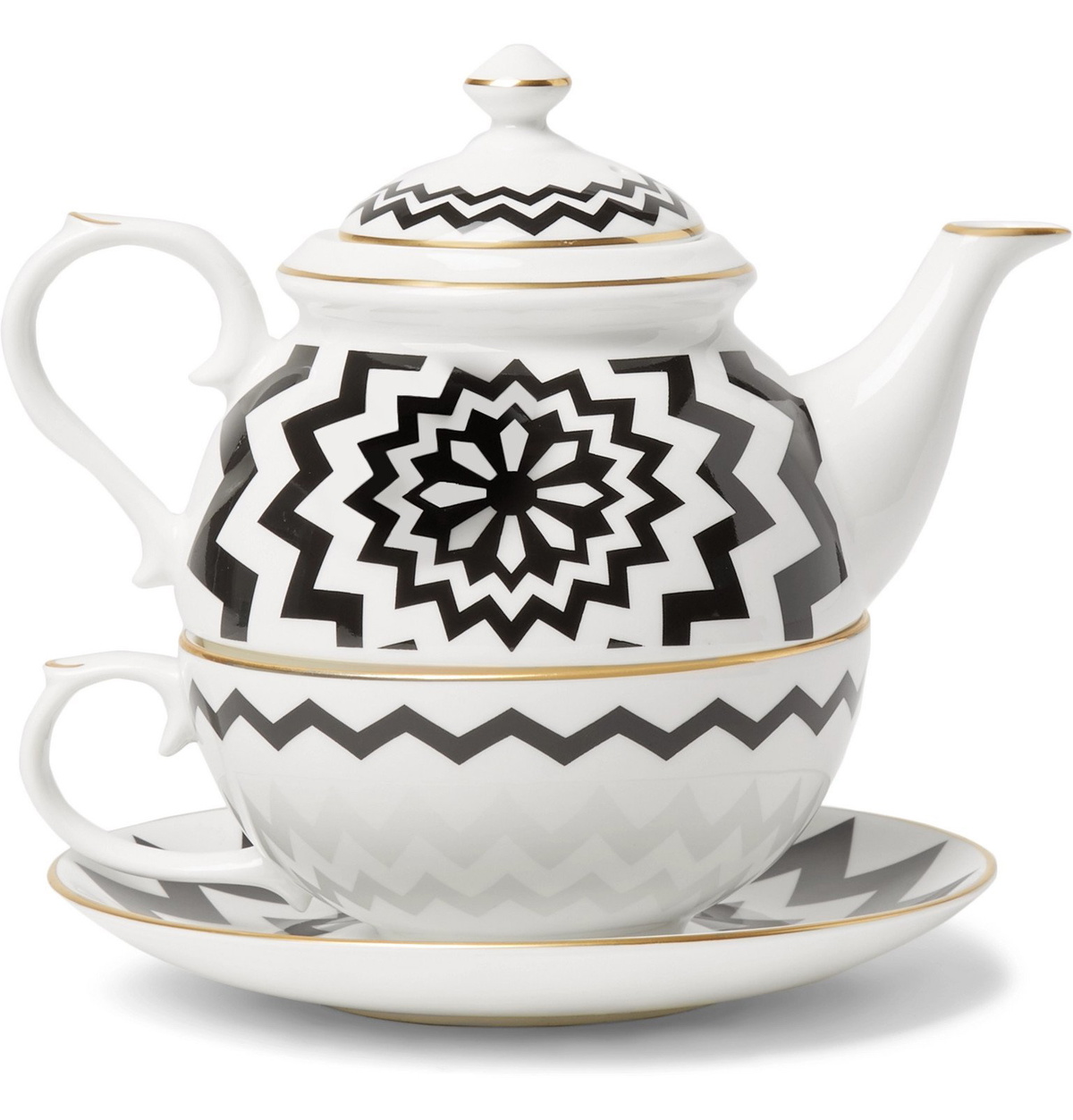 The Wolseley Collection - Halcyon Days Printed Fine Bone China Tea Set - White