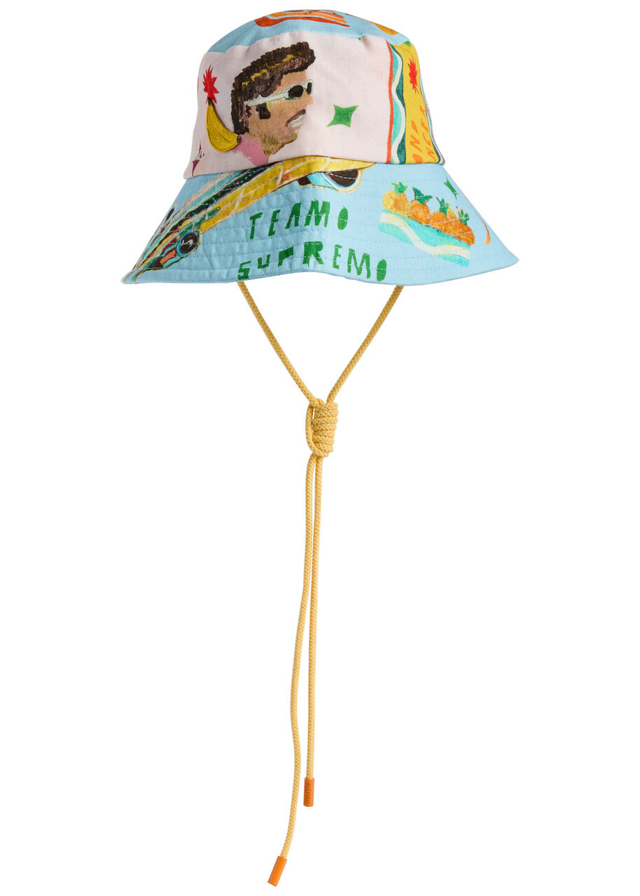 Alemais All Aboard Printed Linen Bucket hat - Multicoloured