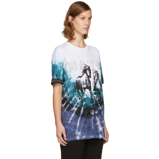 Baja East Multicolor Tie-Dye Horses Logo T-Shirt