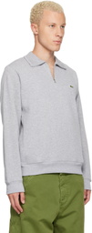 Lacoste Gray Zip-Up High-Neck Sweatshirt