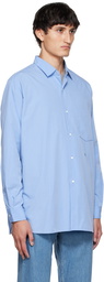 Nanamica Blue Regular Collar Wind Shirt