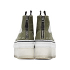 R13 Green and White Platform High Top Sneakers