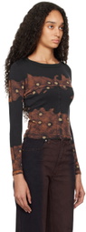 Eckhaus Latta Black & Brown Lapped Baby Crewneck T-shirt
