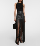 Stouls Shanghai fringed leather maxi skirt