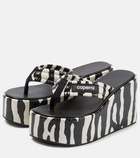 Coperni - Zebra-print platform thong sandals