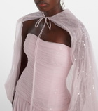 Marmar Halim Caped pleated bustier gown