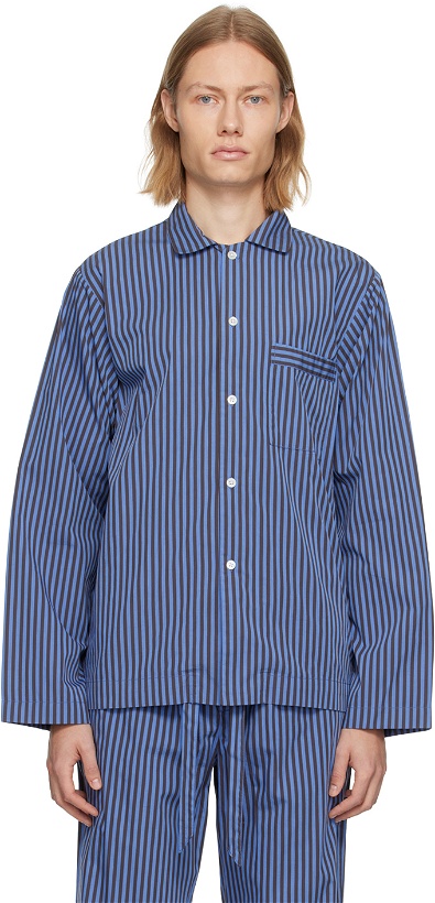 Photo: Tekla Blue & Brown Oversized Pyjama Shirt