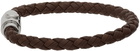 Ferragamo Brown Braided Gancini Bracelet