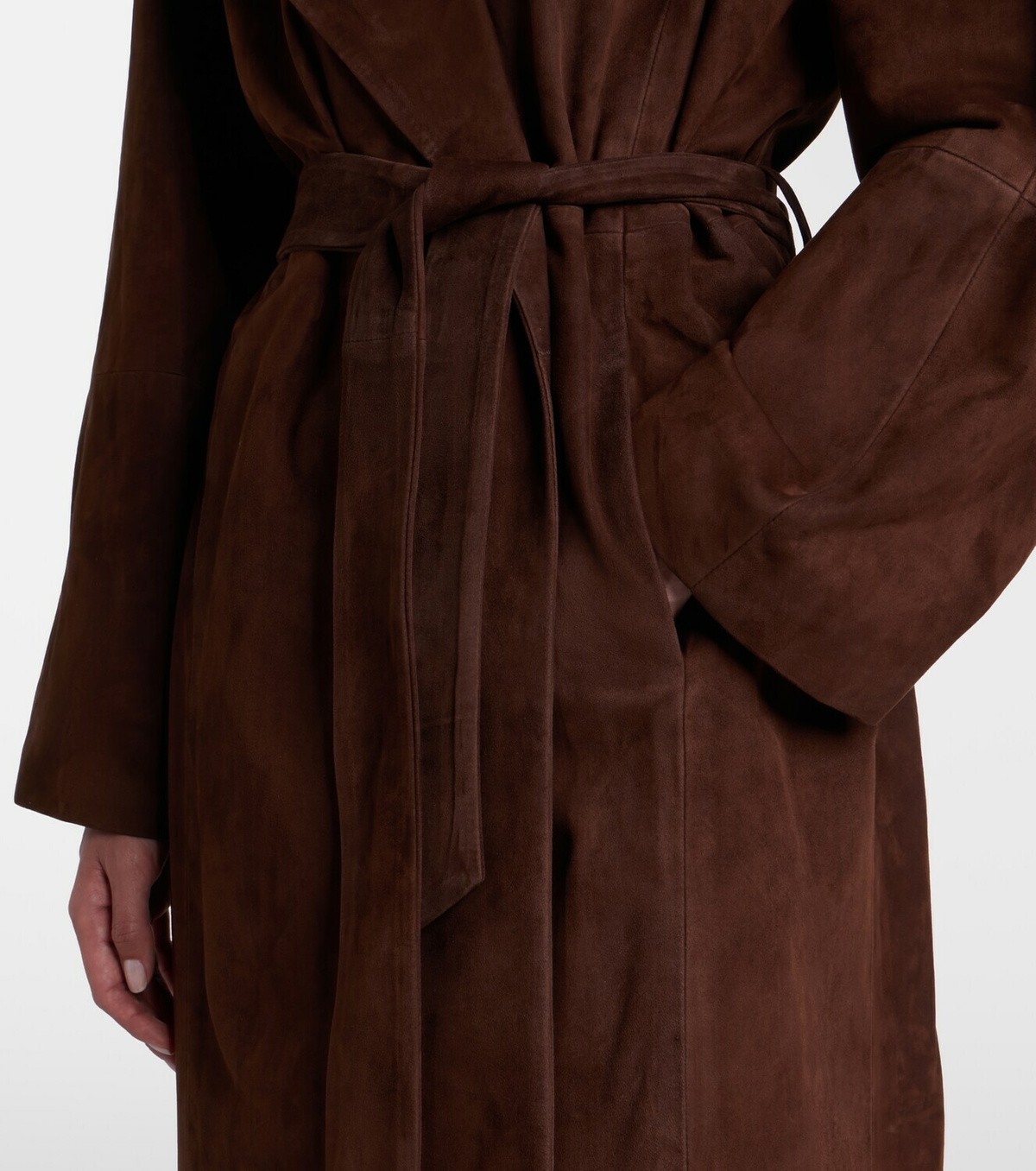 Nour Hammour Althea suede wrap coat