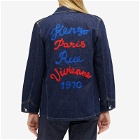 Kenzo Vivienne Denim Workwear Jacket in Rinse Blue Denim