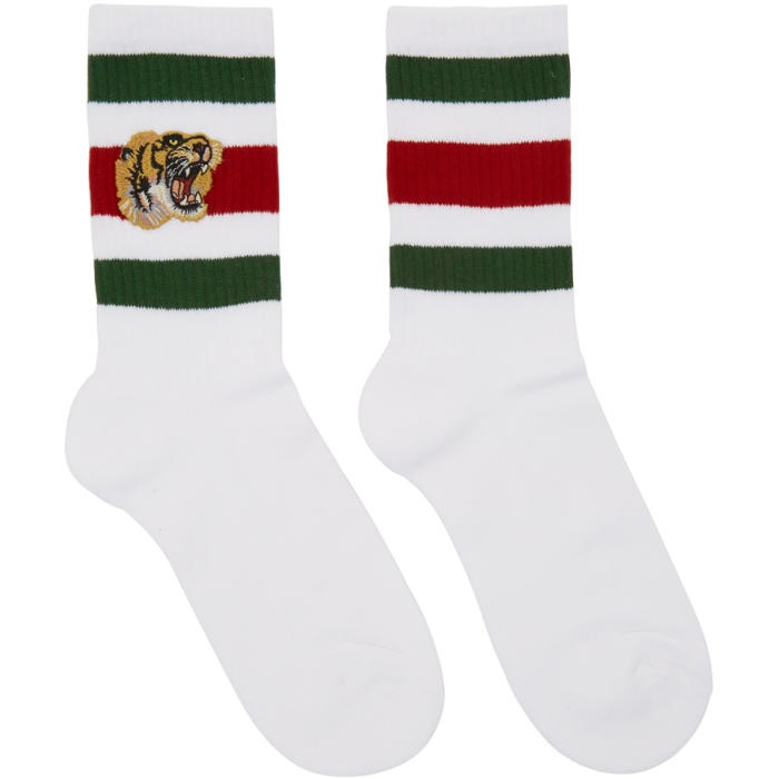 Photo: Gucci White Striped Tiger Socks