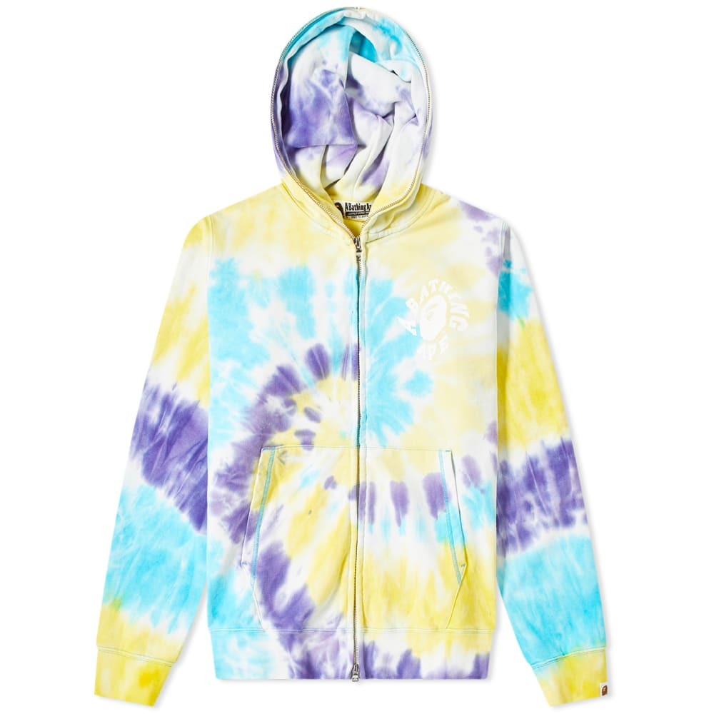 A Bathing Ape Men s Tie Dye Wide Zip Hoody in Multi A Bathing Ape