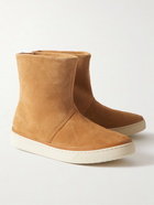 Mulo - Shearling-Lined Waxed-Suede Ankle Boots - Brown