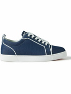 Christian Louboutin - Varsijunior Leather-Trimmed Embroidered Denim Sneakers - Blue