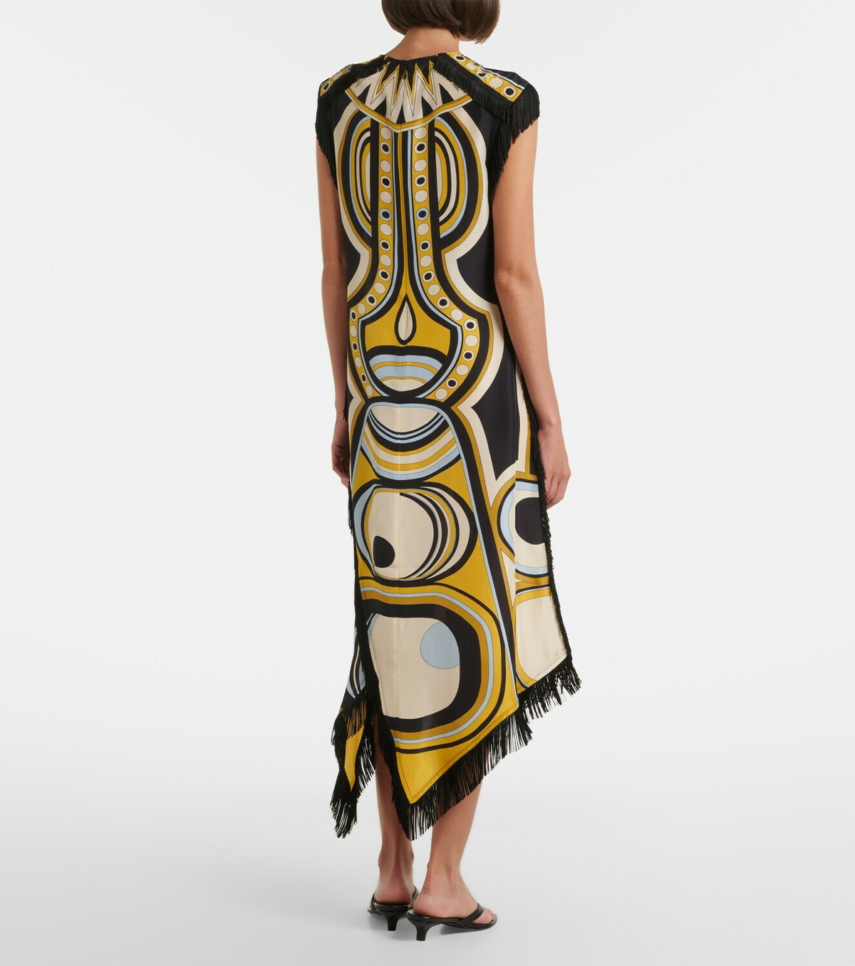 La DoubleJ Scarf fringed printed silk voile midi dress
