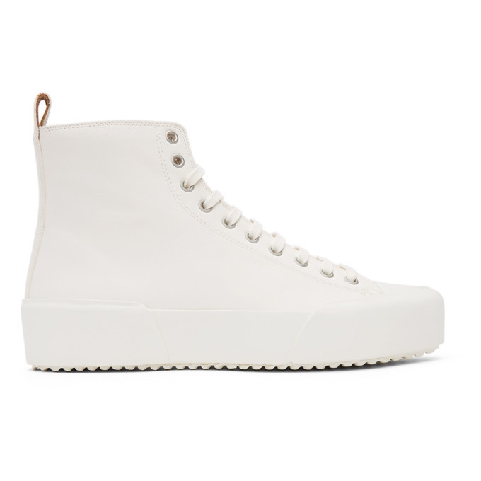 Photo: Jil Sander Off-White Leather High-Top Sneakers
