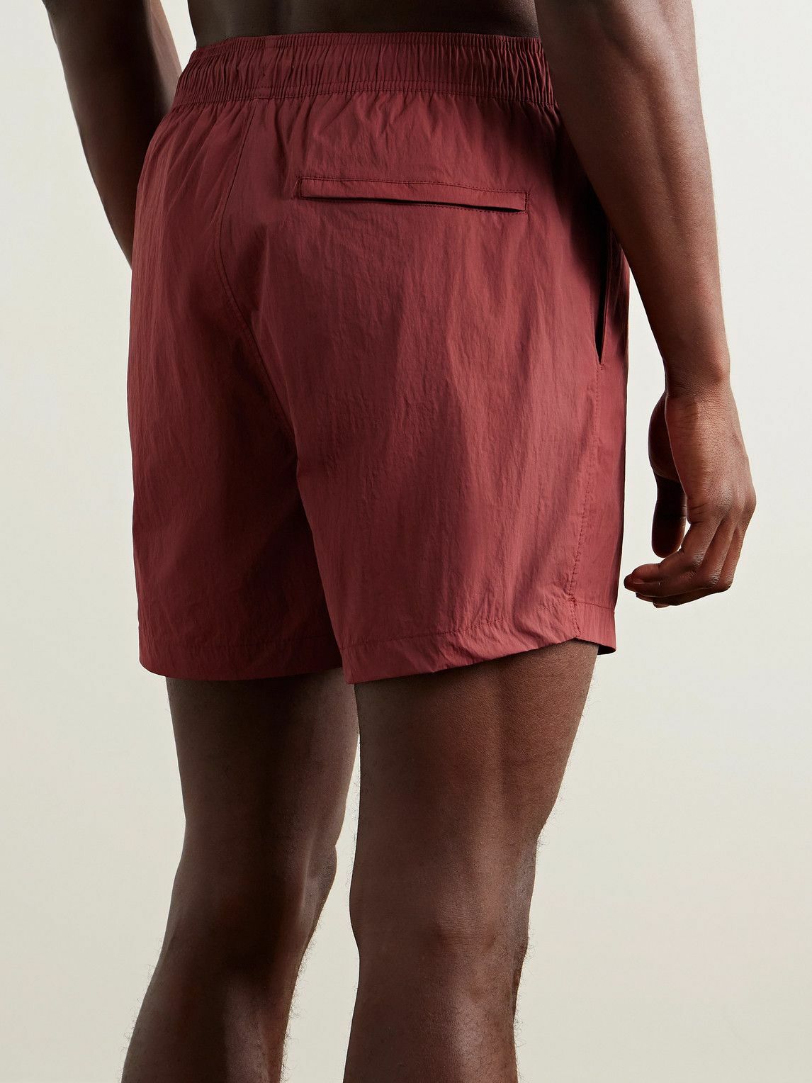 Onia - Straight-Leg Mid-Length Crinkled Swim Shorts - Red