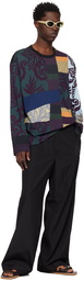 Dries Van Noten Black Patchwork Long Sleeve T-Shirt