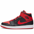 Air Jordan Men's 1 Mid Sneakers in Black/Fire Red