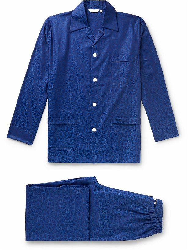 Photo: Derek Rose - Paris 26 Cotton-Jacquard Pyjama Set - Blue