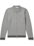 Mr P. - Striped Knitted Organic Cotton Jacket - Gray