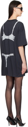 VAQUERA Black Trompe L'Oeil Tall Tee Minidress