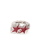TwoJeys Red Melted Stars Ring Presented by END. in Silver