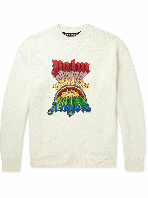 Photo: Palm Angels - Logo-Print Knitted Sweater - White