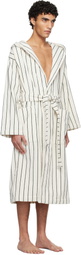 Tekla White & Green Terry Hooded Bathrobe