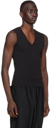 132 5. ISSEY MIYAKE Black Flat Rib Knit Tank Top