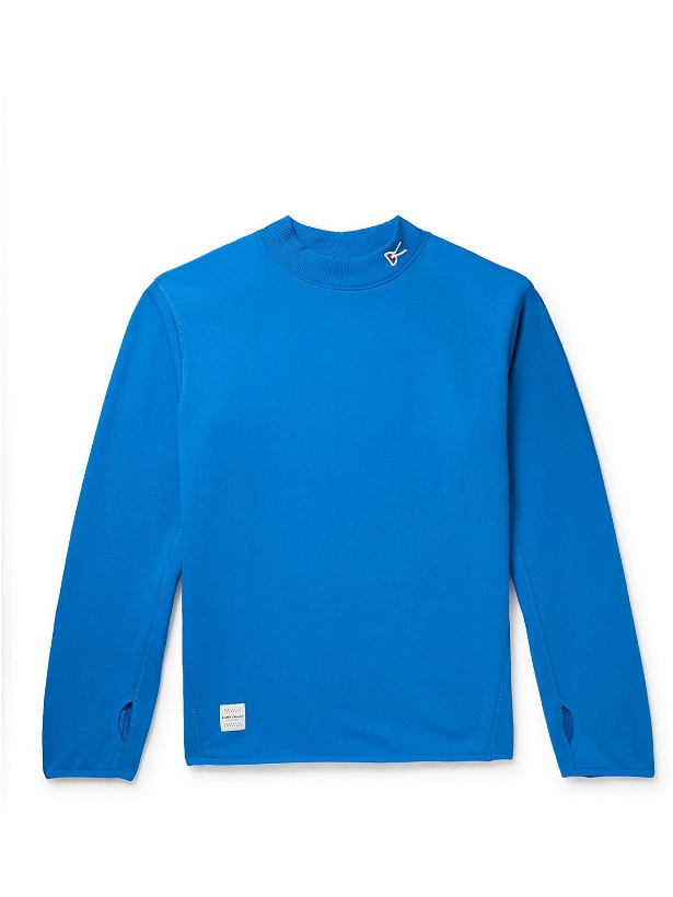 Photo: DISTRICT VISION - Hiei Logo-Embroidered Cotton-Jersey Sweatshirt - Blue