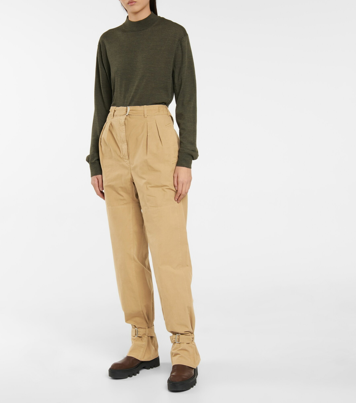 Lemaire - High-rise cotton poplin pants