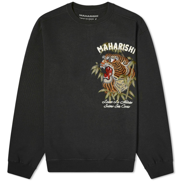Photo: Maharishi Men's Maha Tiger Embroidered Sweatshirt in Black