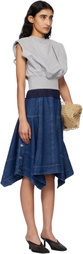 3.1 Phillip Lim Gray & Navy French Terry Denim Combo Top & Midi Dress Set