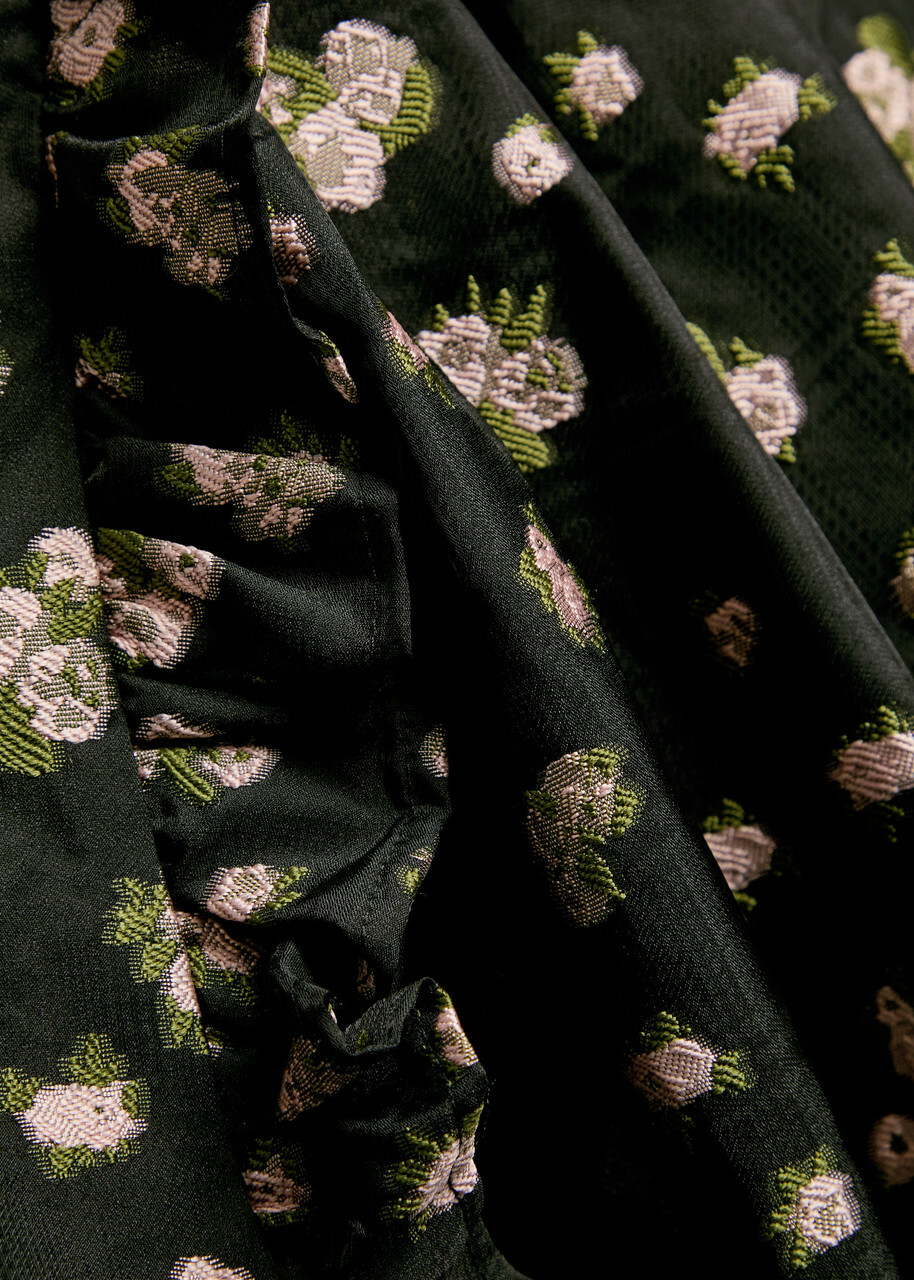Sister Jane Tea Rose Floral-jacquard Woven Midi Dress Black