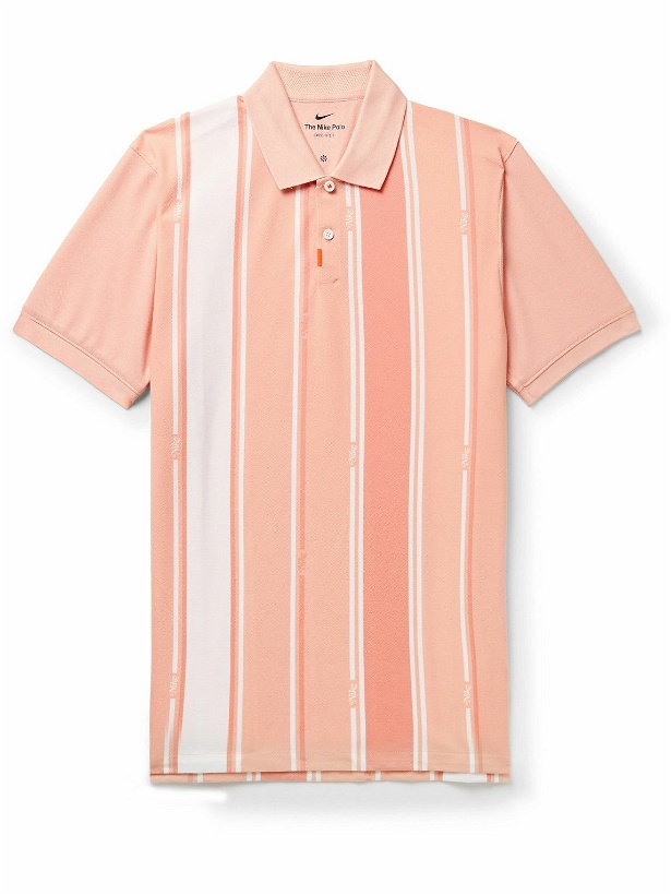 Photo: Nike Golf - Striped Cotton-Blend Dri-FIT Golf Polo Shirt - Pink