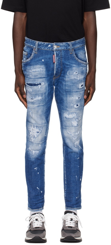 Photo: Dsquared2 Indigo Mended Skater Jeans