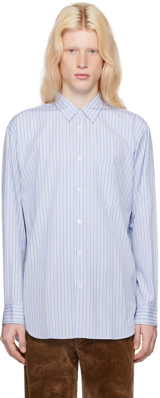 Photo: Comme des Garçons Shirt Blue Striped Shirt