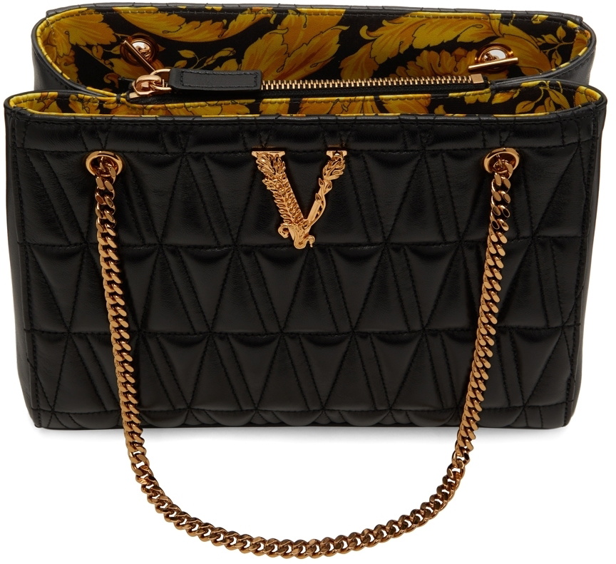 Versace Black Quilted Virtus Shoulder Bag Versace
