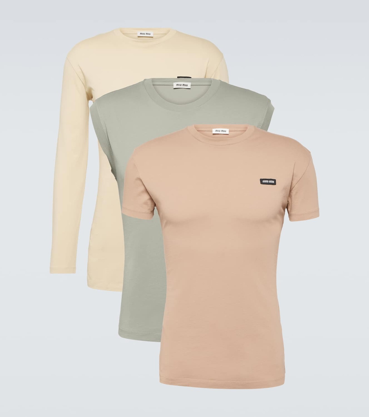 Tシャツ・カットソー MIU MIU COTTON T-SHIRT - 3PACK Miu Miu 3-pack Cotton T-shirt Trio | ModeSens