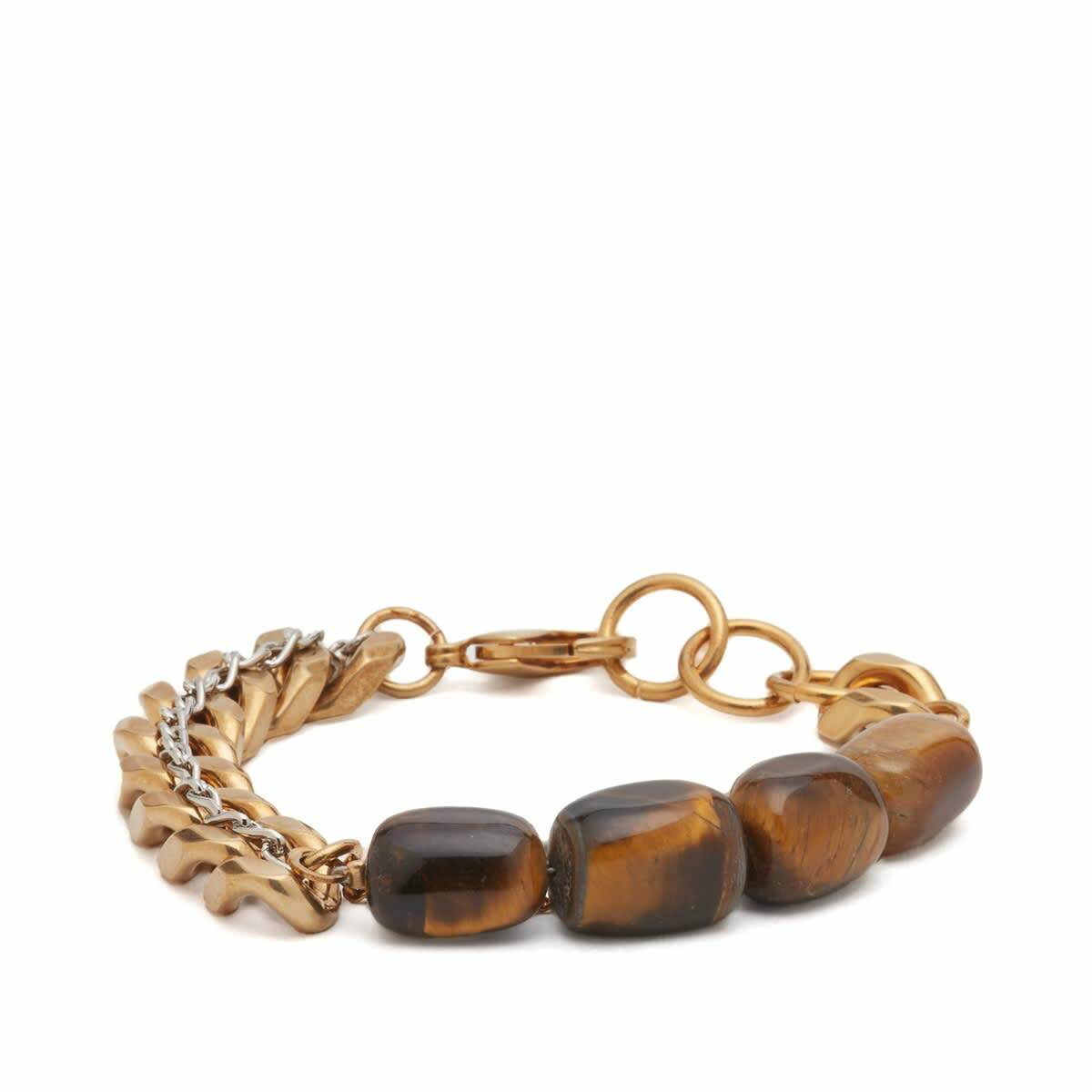 Dries Van Noten Men's Tiger Eye and Chain Bracelet in Tiger